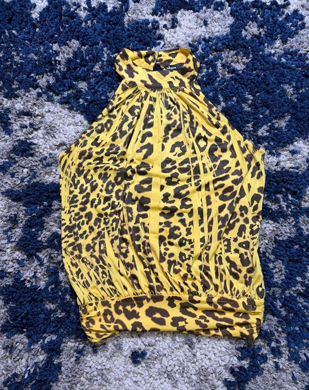Takara Yellow and Brown Leopard Print Halter Neck Top Size M